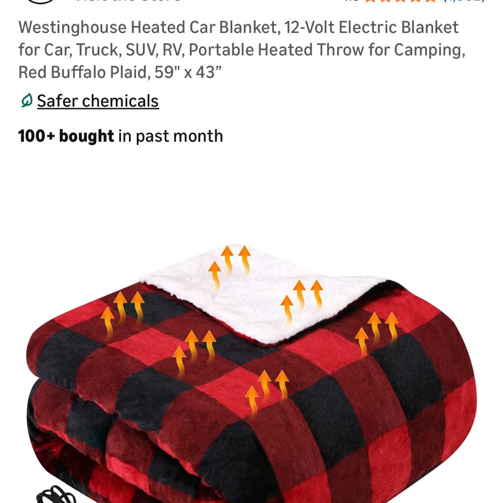 Red Buffalo Plaid Heated Car Blanket